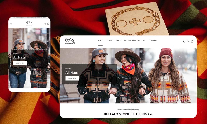 Screenshots of Buffalo Stone Clothing Website