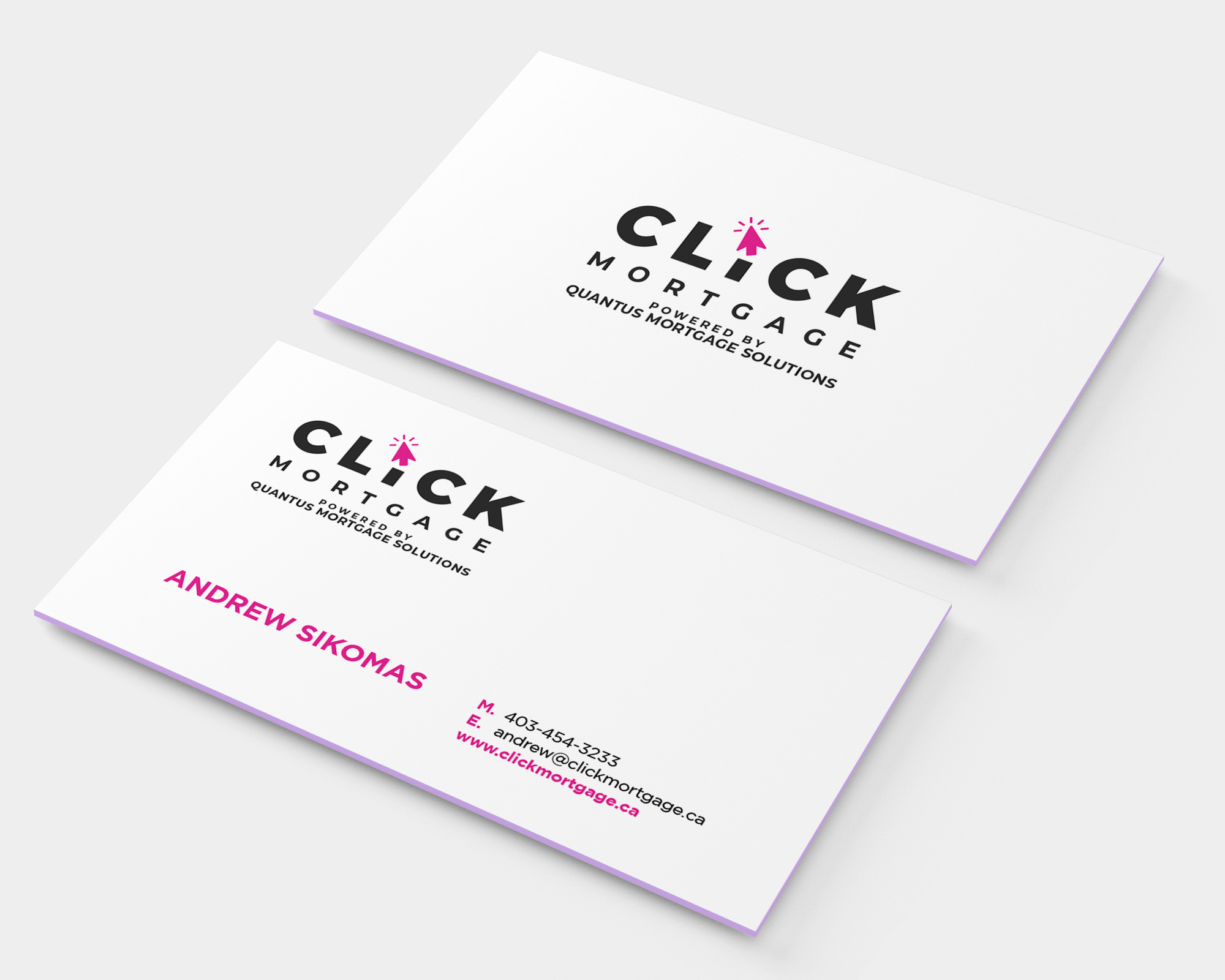 Click Mortgage Calgary Front and Back of Business Cards