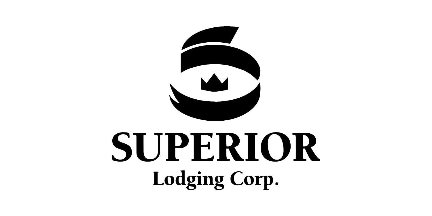 Superior Lodging Corporation Vertical Black White Background Logo