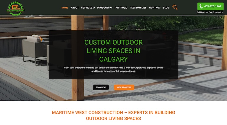 talonX Creative Agency - Maritime West Construction Outdoor Living Spaces Calgary Web Design Agency